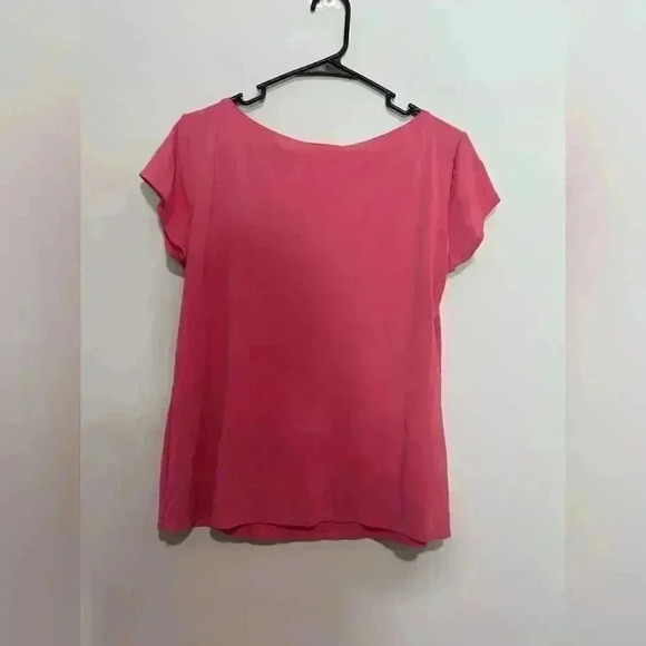 Eileen Fisher Womens Pink Blouse Short Sleeve Size L 100% Silk - Picture 4 of 4